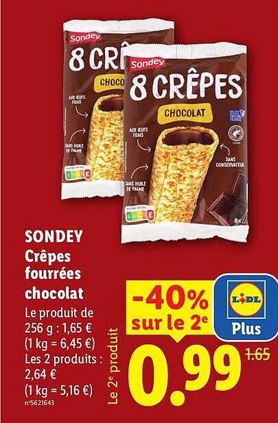 SONDEY Crêpes fourrées chocolat