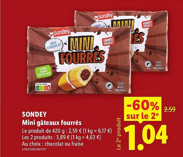 SONDEY Mini gâteaux fourrés
