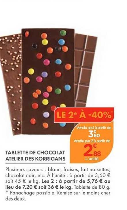 TABLETTE DE CHOCOLAT ATELIER DES KORRIGANS