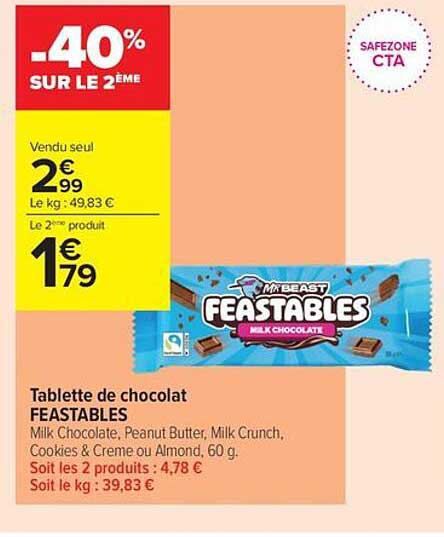 Tablette de chocolat FEASTABLES