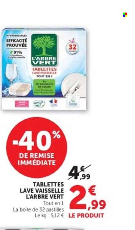TABLETTES LAVE VAISSELLE L'ARBRE VERT Tout en 1