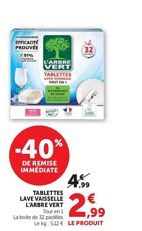 TABLETTES LAVE VAISSELLE L'ARBRE VERT Tout en 1