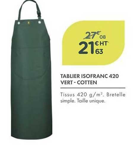 TABLIER ISOFRANC 420 VERT - COTTEN