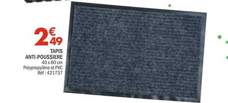 TAPIS ANTI-POUSSIERE 40 x 60 cm Polypropylène et PVC Réf : 421737