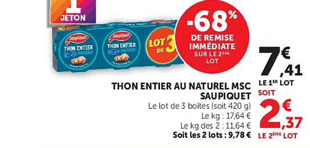 THON ENTIER AU NATUREL MSC SAUPIQUET