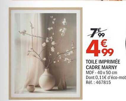TOILE IMPRIMÉE CADRE MARNY MDF - 40 x 50 cm