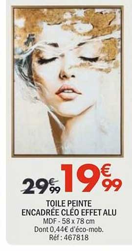 TOILE PEINTE ENCADRÉE CLÉO EFFET ALU