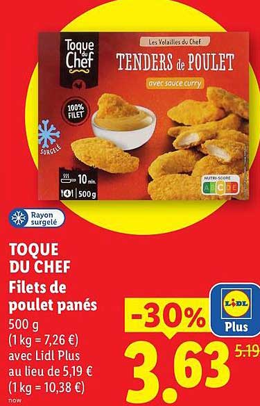 TOQUE DU CHEF Filets de poulet panés 500 g
