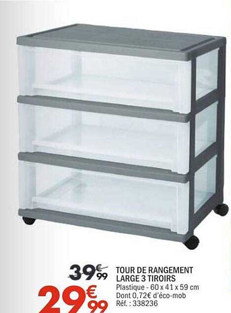 TOUR DE RANGEMENT LARGE 3 TIROIRS
