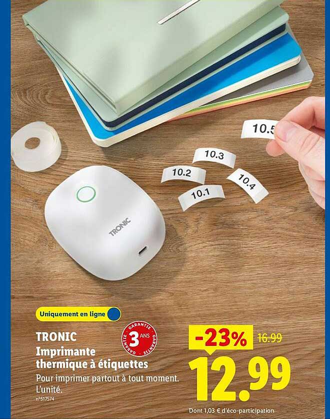 TRONIC Imprimante thermique à étiquettes