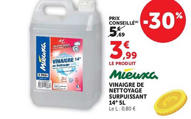 VINAIGRE DE NETTOYAGE SURPUISSANT 14° 5L