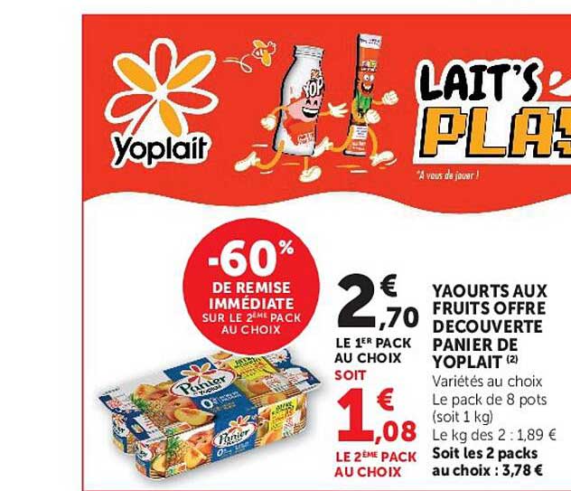 YAOURTS AUX FRUITS OFFRE DECOUVERTE PANIER DE YOPLAIT
