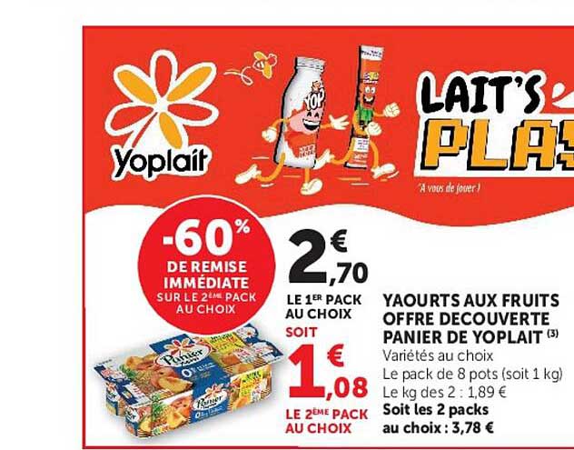 YAOURTS AUX FRUITS OFFRE DÉCOUVERTE PANIER DE YOPLAIT