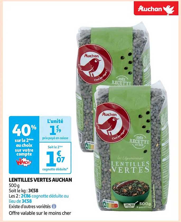 LENTILLES VERTES AUCHAN