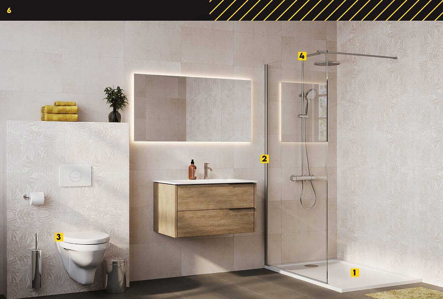1 Receveur extra-plat 80 x 120 cm et 2 profilé receveur + 3 WC + 4 paroi de douche