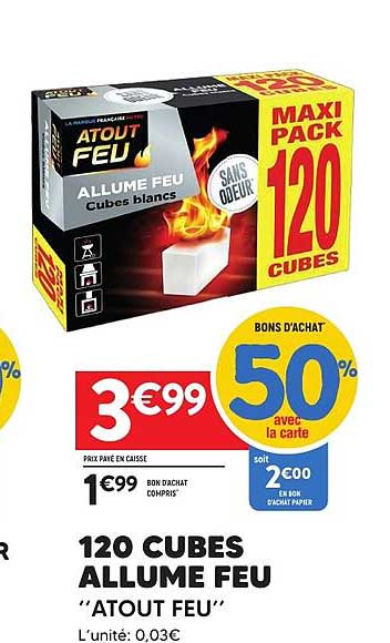120 CUBES ALLUME FEU “ATOUT FEU”
