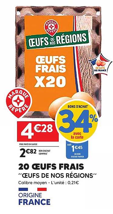 20 OEUFS FRAIS “OEUFS DE NOS RÉGIONS”