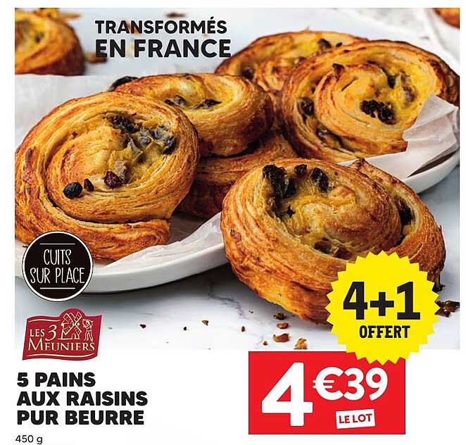 5 PAINS AUX RAISINS PUR BEURRE