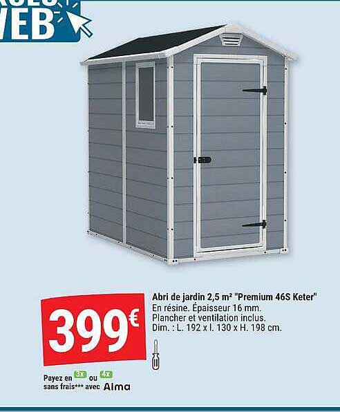 Abri de jardin 2,5 m² "Premium 46S Keter"