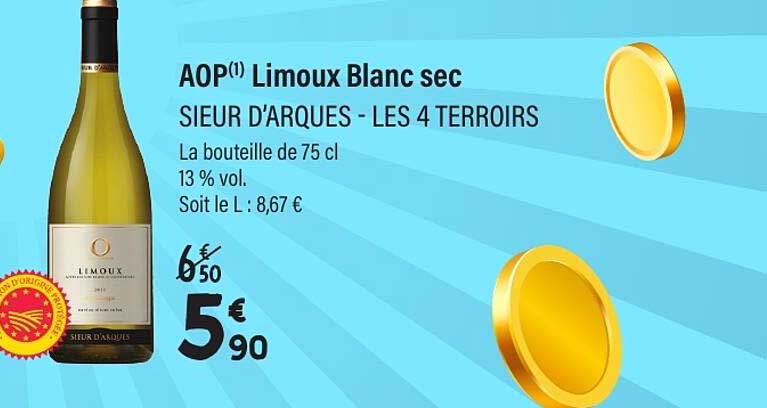 AOP(1) Limoux Blanc sec SIEUR D'ARQUES - LES 4 TERROIRS