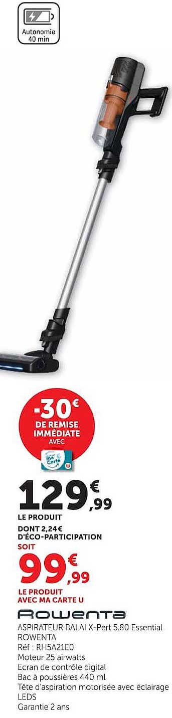 ASPIRATEUR BALAI X-Pert 5.80 Essential ROWENTA