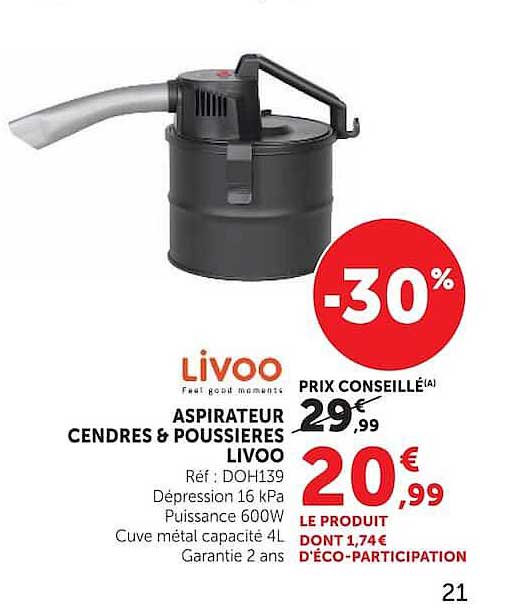 ASPIRATEUR CENDRES & POUSSIÈRES LIVOO