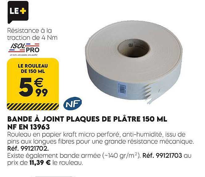 BANDE À JOINT PLAQUES DE PLÂTRE 150 ML NF EN 13963