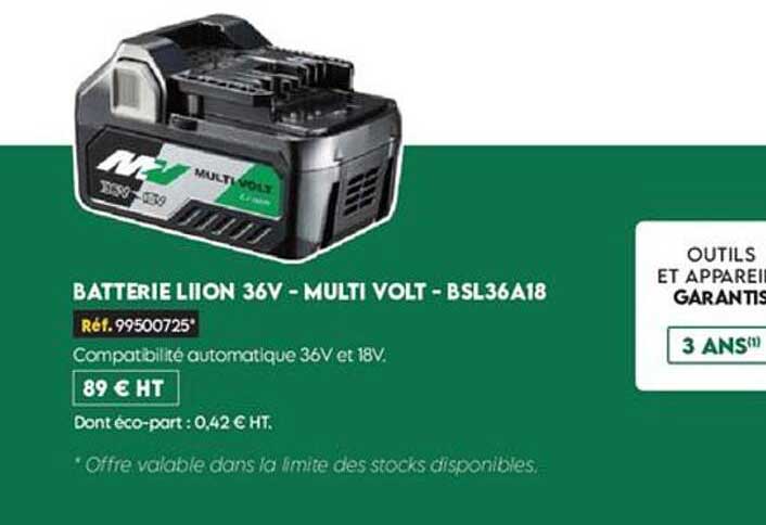 BATTERIE LITION 36V - MULTI VOLT - BSL36A18