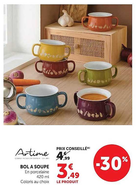 BOL A SOUPE En porcelaine 420 ml Coloris au choix