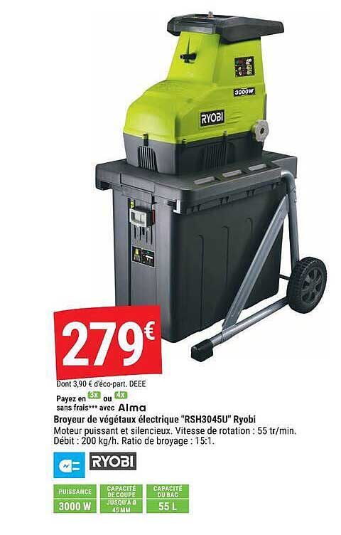 Broyeur de végétaux électrique "RSH3045U" Ryobi