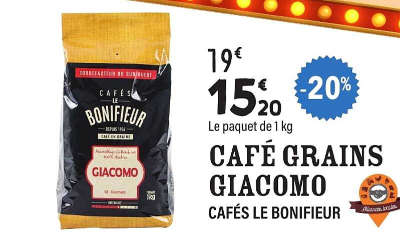 CAFÉ GRAINS GIACOMO CAFÉS LE BONIFIEUR
