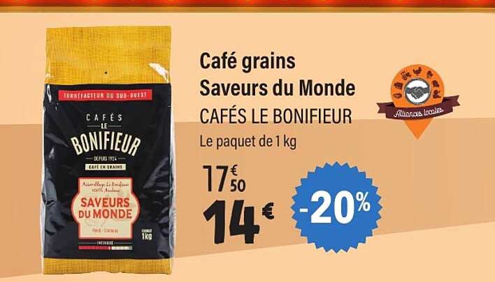 Café grains Saveurs du Monde CAFÉS LE BONIFIEUR