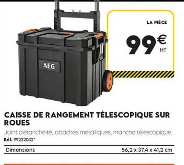 CAISSE DE RANGEMENT TÉLESCOPIQUE SUR ROUES