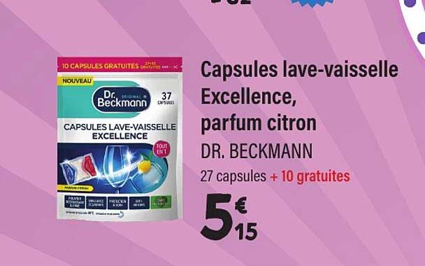 Capsules lave-vaisselle Excellence, parfum citron DR. BECKMANN