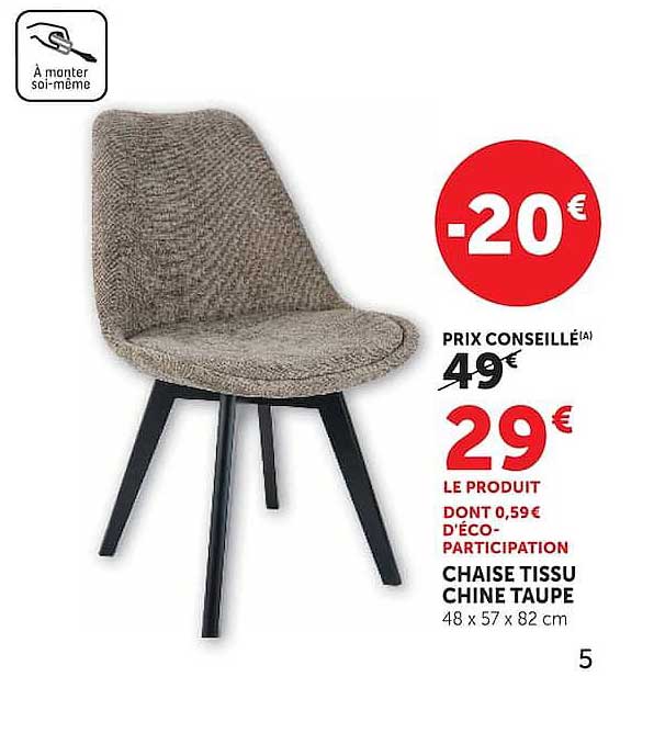 CHAISE TISSU CHINE TAUPE