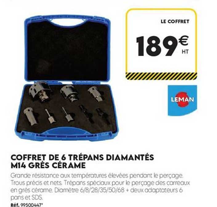 COFFRET DE 6 TRÉPANS DIAMANTÉS M14 GRÈS CÉRAME