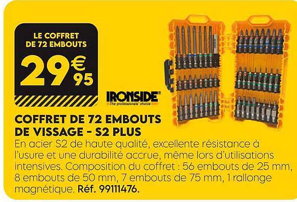 COFFRET DE 72 EMBOUTS DE VISSAGE - S2 PLUS