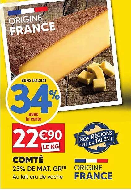 COMTÉ 23% DE MAT. GR(1) Au lait cru de vache
