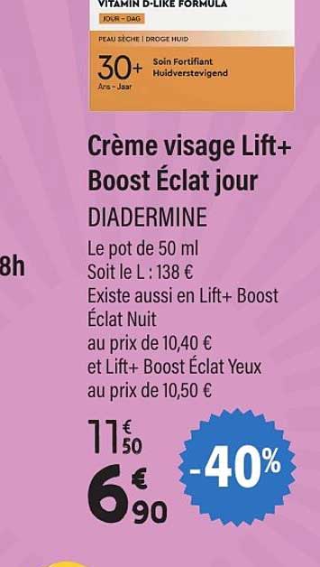 Crème visage Lift+ Boost Éclat jour DIADERMINE