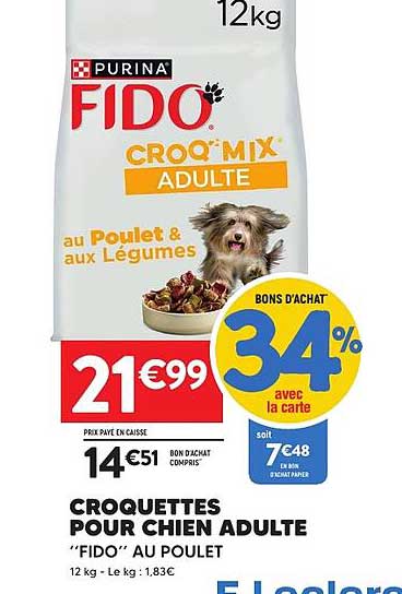 CROQUETTES POUR CHIEN ADULTE “FIDO” AU POULET