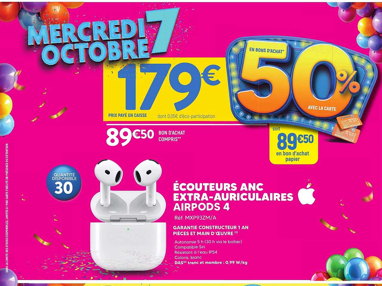 ÉCOUTEURS ANC EXTRA-AURICULAIRES AIRPODS 4