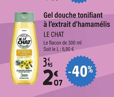 Gel douche tonifiant à l'extrait d'hamamélis LE CHAT
