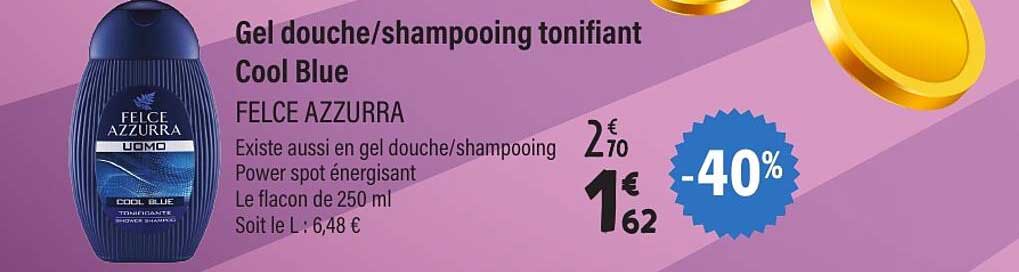 Gel douche/shampooing tonifiant Cool Blue
