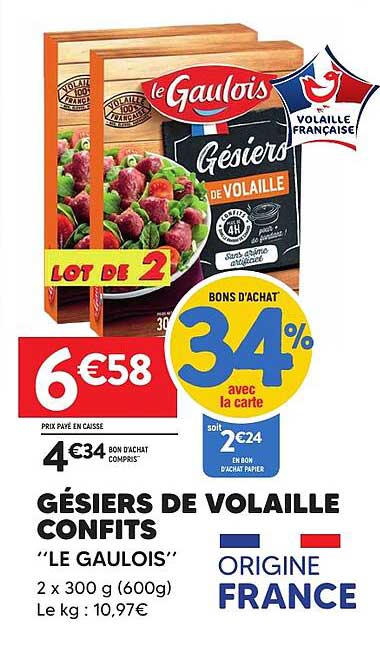 GÉSiers DE VOLAILLE CONFITS “LE GAULOIS”