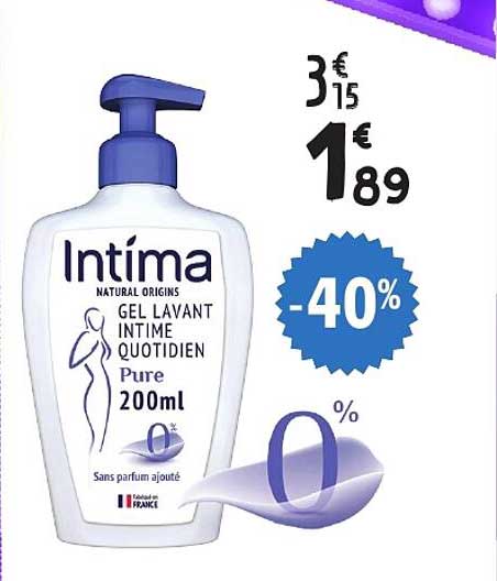 Intima Natural Origins Gel lavant intime quotidien Pure 200ml