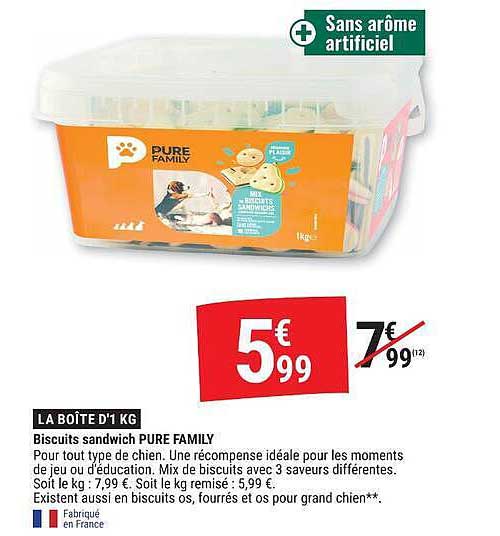 LA BOÎTE D'1 KG Biscuits sandwich PURE FAMILY