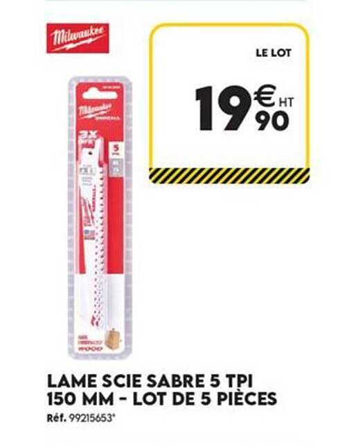LAME SCIE SABRE 5 TPI 150 MM - LOT DE 5 PIÈCES