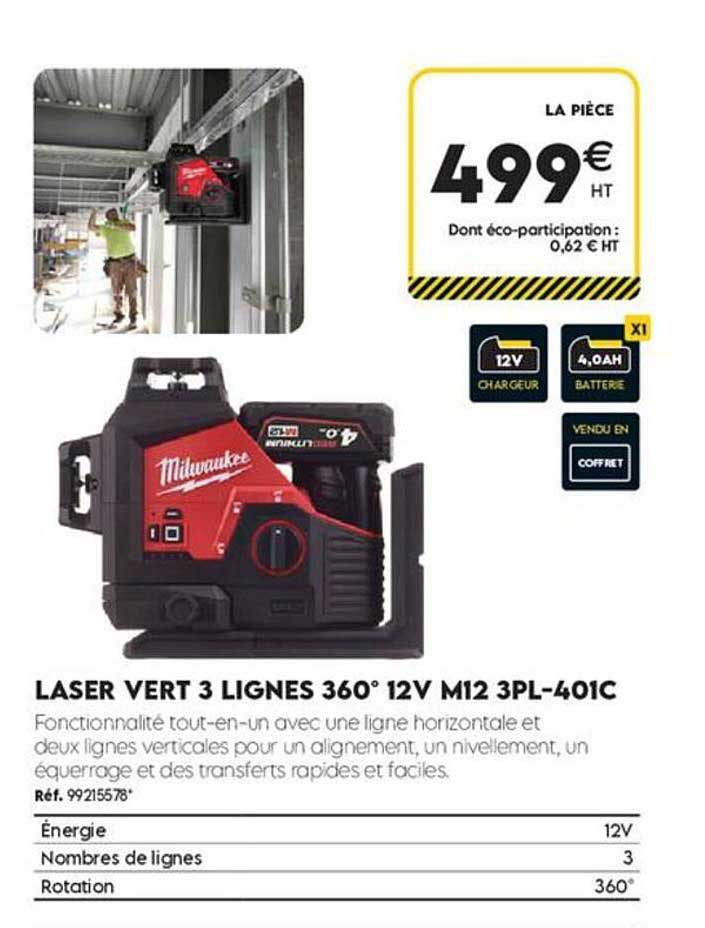 LASER VERT 3 LIGNES 360° 12V M12 3PL-401C