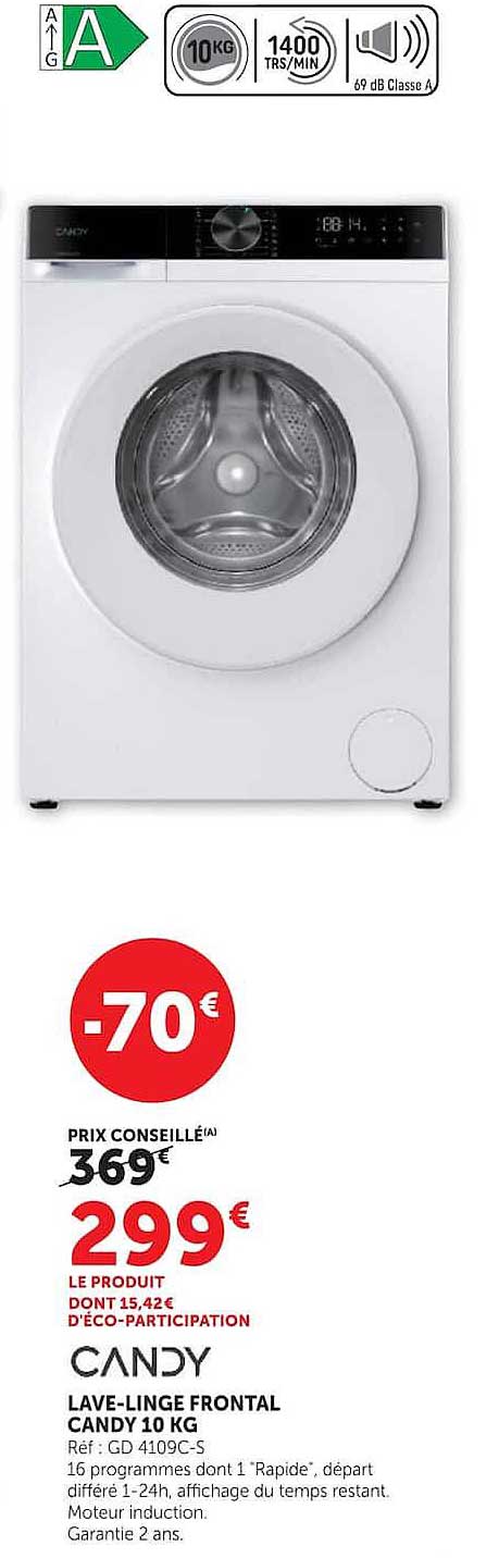 LAVE-LINGE FRONTAL CANDY 10 KG