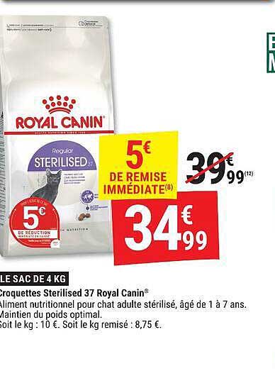 LE SAC DE 4 KG Croquettes Sterilised 37 Royal Canin